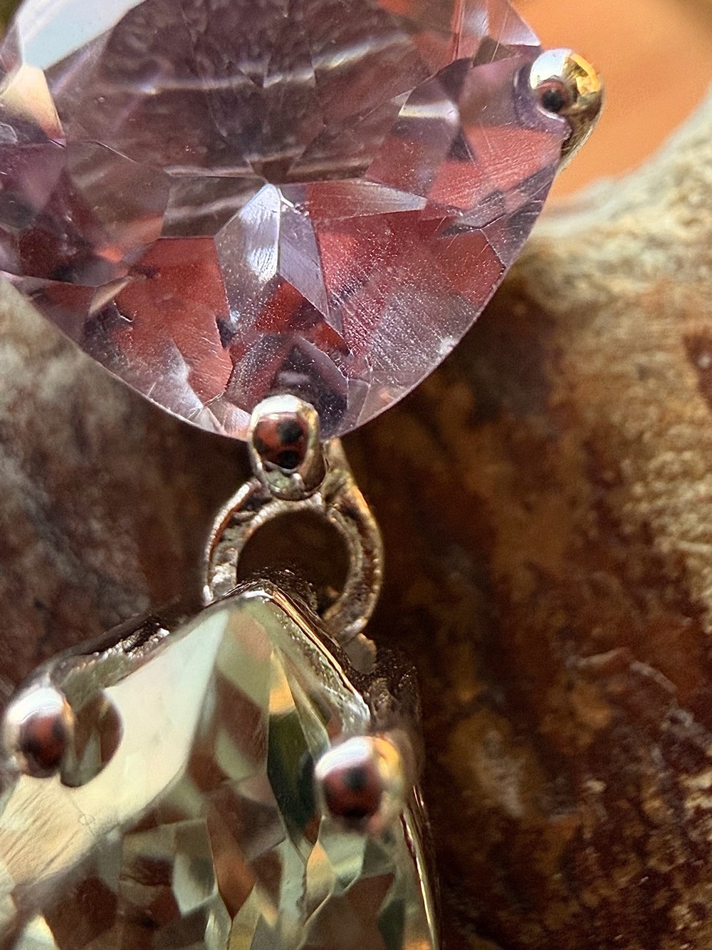 Gorgeous AAA Pink & Green Amethyst 9.00 CTW Rhodium Over 925 Silver Earrings - Picture 9 of 12